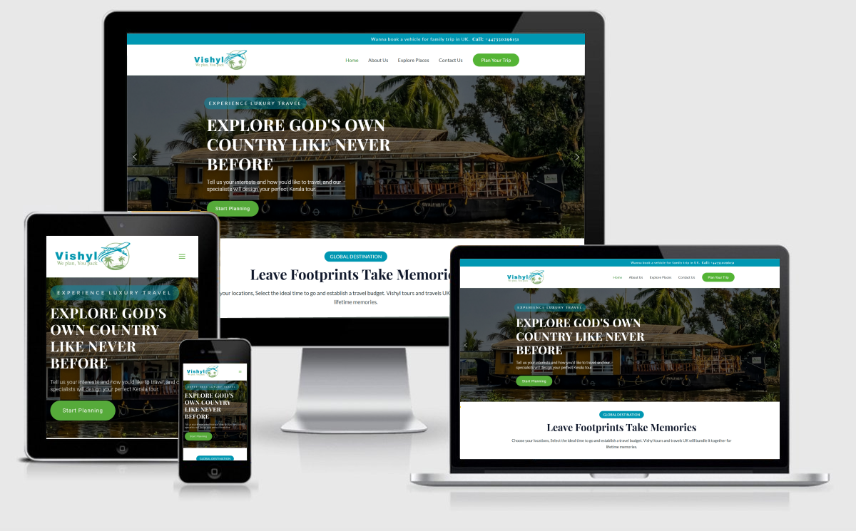 WordPress website for Vishyl tours and travels UK
